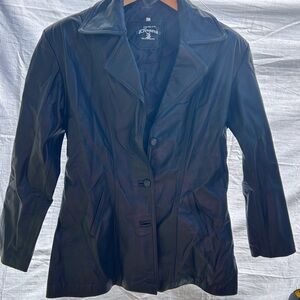 D'Tennera Genuine Leather Women's Blazer jacket‎ Black L Made In Mexico Cowhide